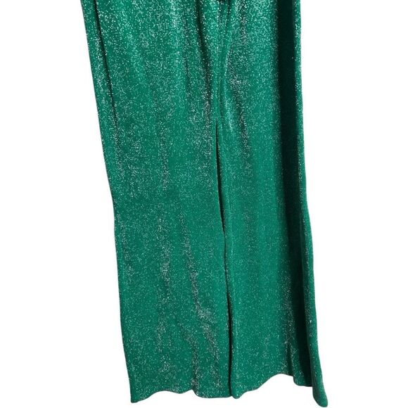 FRANKIES BIKINIS Johnson Terry Lurex Pant Mistletoe Green Flare Size L NWT - Picture 10 of 16